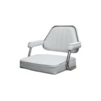 Seat helm “Dakota” white artificial leather upholstery fixed armrest & backrest