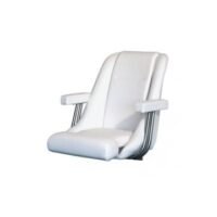 Seat helm “Magnus S flip-up” white artificial leather upholstery fixed armrests & backrest with flipup bolster at front without pedestal