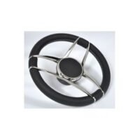 Steering Wheel Corvina Dia.350 white leather rim & SS316 spokes including keyed hub kit