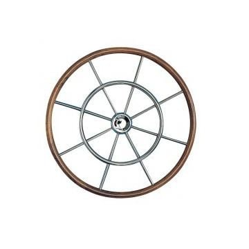 Steering Wheel type 15 Dia. 1000 mm Chrome fitting SS spoke & hub with teak rim
