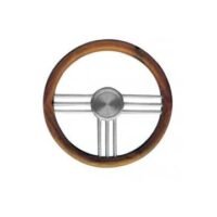 Steering Wheel type 27 Dia. 400 mm anodized Aluminium spoke and hub with teak rim