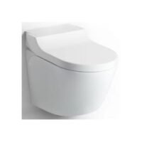 Toilet Relax wall mount 12V white including multi-function soft close seat with bidet function without flush controls & water inlet device
