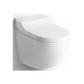 Toilet Relax wall mount 12V white including multi-function soft close seat with bidet function without flush controls & water inlet device