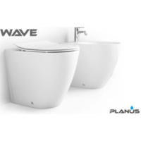 Toilet WAVE SHORT 12V with bidet kit (water jet) without water inlet device & flush control with soft close (White)